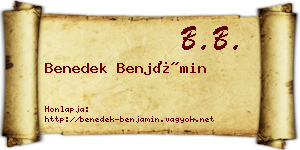 Benedek Benjámin névjegykártya